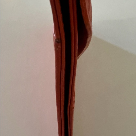 Barneys New York Orange Envelope Leather Fold Over Wallet - Picture 6 of 6